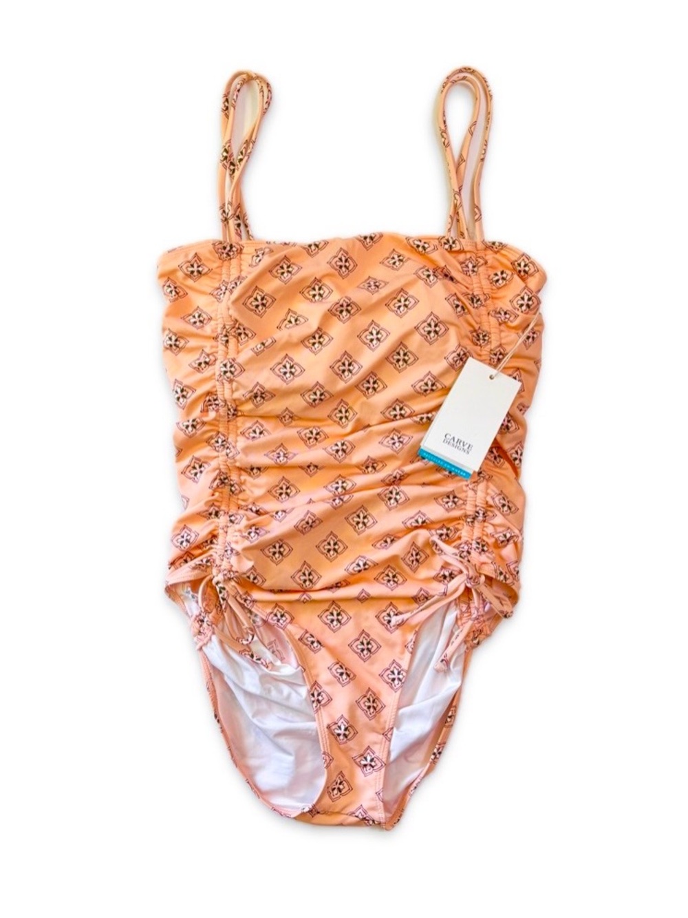 NWT Carve Designs Long Torso Jessa One Piece Swimsuit Sz M Tall Ruched Portugal
